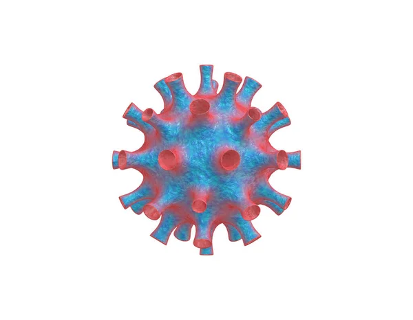 Renderowanie Realistyczny Niebieski Czerwony Wirus Pod Mikroskopem 2019 Ncov Bakterie — Zdjęcie stockowe