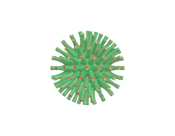 Rendering Realistico Verde Virus Rosso Microscopio 2019 Ncov Coronavirus Infezione — Foto Stock