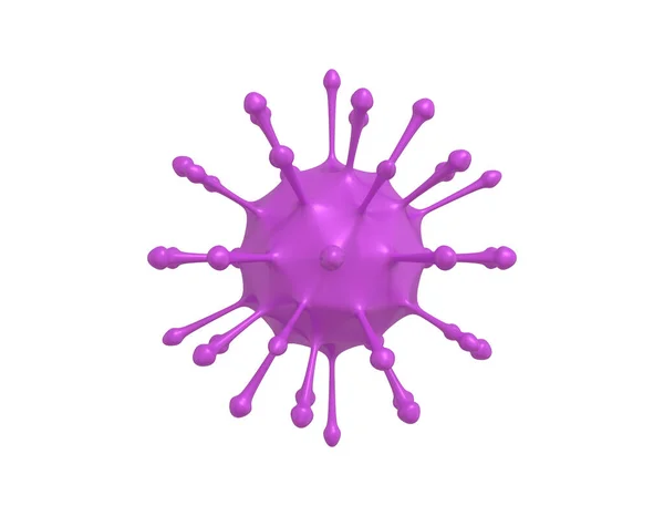 Rendering Minimalista Cartone Animato Viola Virus Microscopio 2019 Ncov Coronavirus — Foto Stock