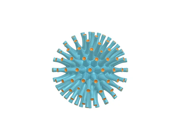 Renderizado Minimalista Dibujos Animados Virus Amarillo Azul Bajo Microscopio 2019 — Foto de Stock