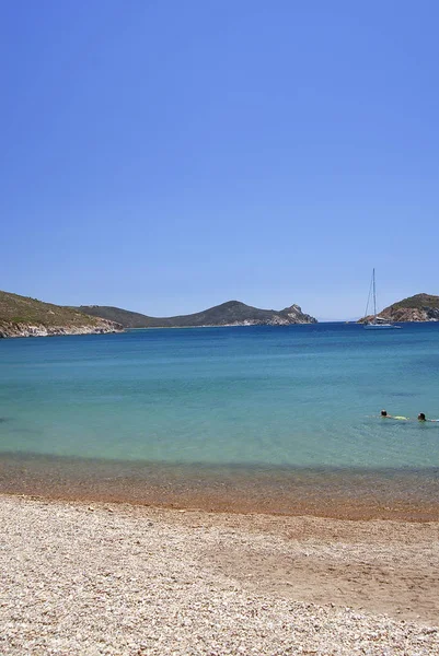 Plaża Wyspie Patmos Grecji — Zdjęcie stockowe