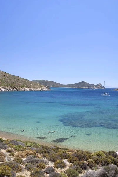 Stranden Patmos Island Grekland Royaltyfria Stockfoton