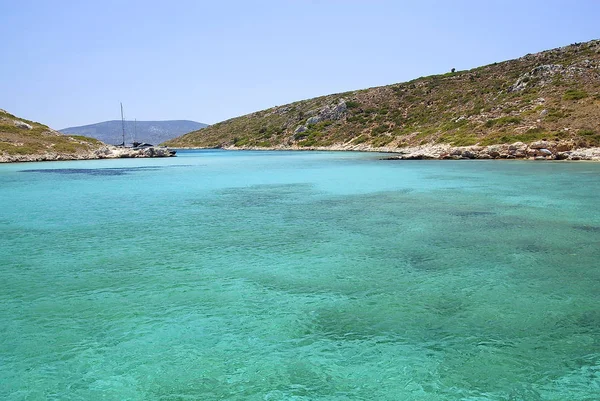 Isla Lipsi Grecia Aguas Increíbles Una Playa Isla Lipsi Dodecaneso — Foto de Stock
