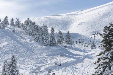 Kalavryta 'nın kayak merkezi, Helmos Dağı Kalavryta, Yunanistan.
