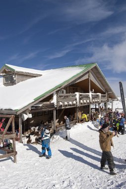 Kalavryta 'nın kayak merkezi, Helmos Dağı Kalavryta, Yunanistan.