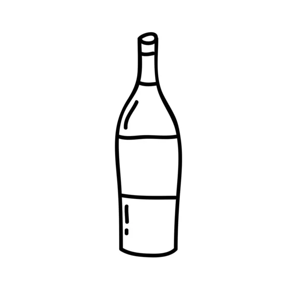 Bottle of wine doodle icon, vector illustration — Stock Vector