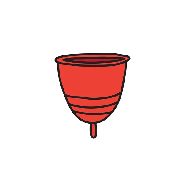 Icono de garabato copa menstrual, ilustración vectorial — Vector de stock