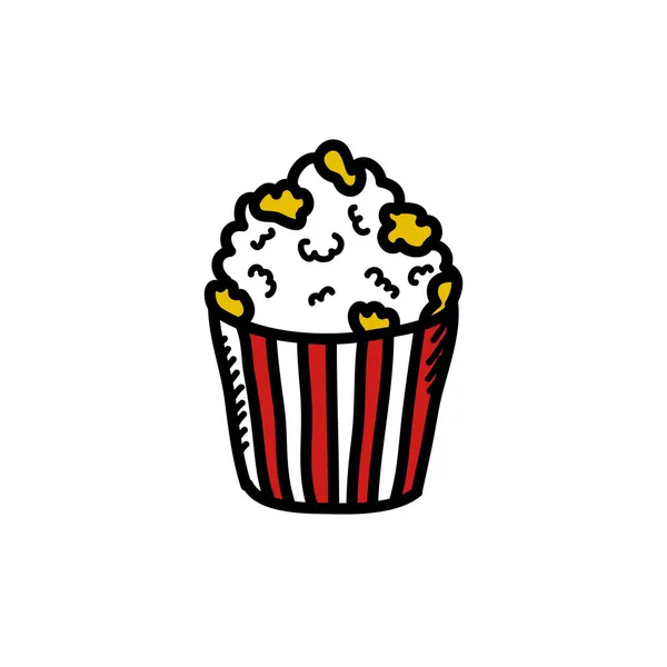 Palomitas de maíz garabato icono, vector de ilustración — Vector de stock