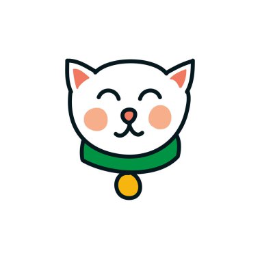 Maneki neko doodle simgesi, vektör illüstrasyonu