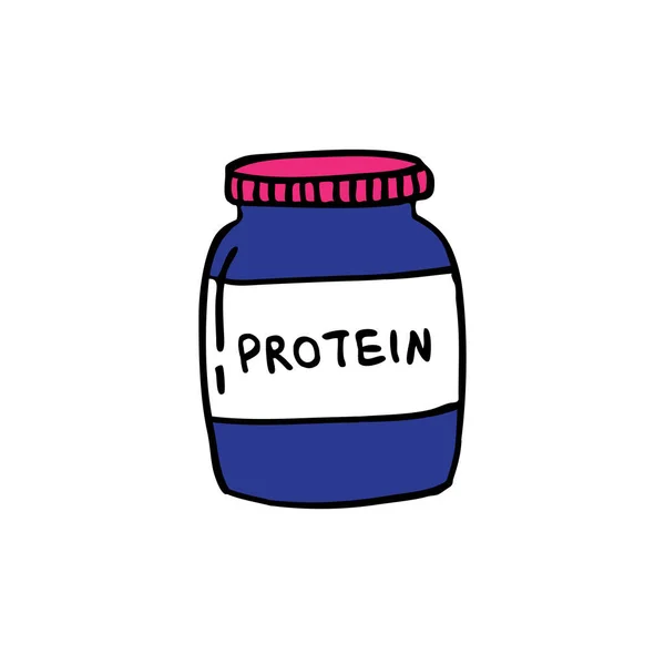 Ícone de doodle de pó de proteína, ilustração vetorial — Vetor de Stock
