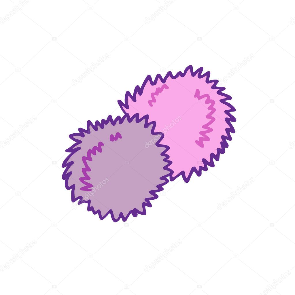 Cheerleader pom poms doodle icon, vector color illustration