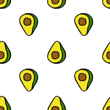avokado dikişsiz karalama deseni, vektör illüstrasyonu