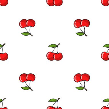 kiraz dikişsiz doodle desen, vektör illüstrasyon