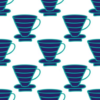 Kahve makinesi dikişsiz karalama deseni, vektör illüstrasyonu