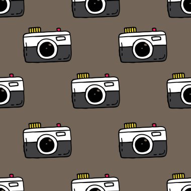 kamera kusursuz karalama deseni, vektör illüstrasyonu
