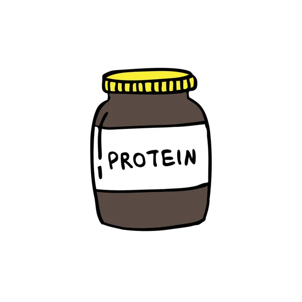 Ícone de doodle de pó de proteína, ilustração vetorial — Vetor de Stock
