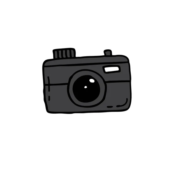Icona doodle della fotocamera, illustrazione vettoriale — Vettoriale Stock