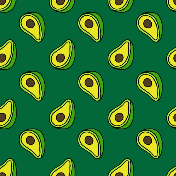 Avocado seamless doodle pattern, vector illustration — ストックベクタ