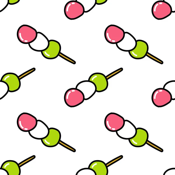 Dango ιαπωνικό επιδόρπιο απρόσκοπτη μοτίβο doodle, διανυσματική απεικόνιση — Διανυσματικό Αρχείο