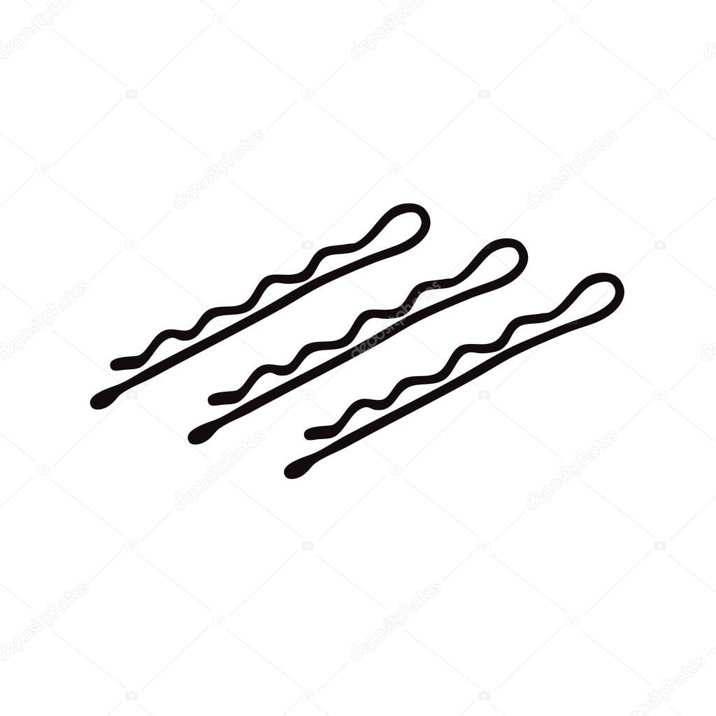 bobby hair pin doodle icon, vector illustration