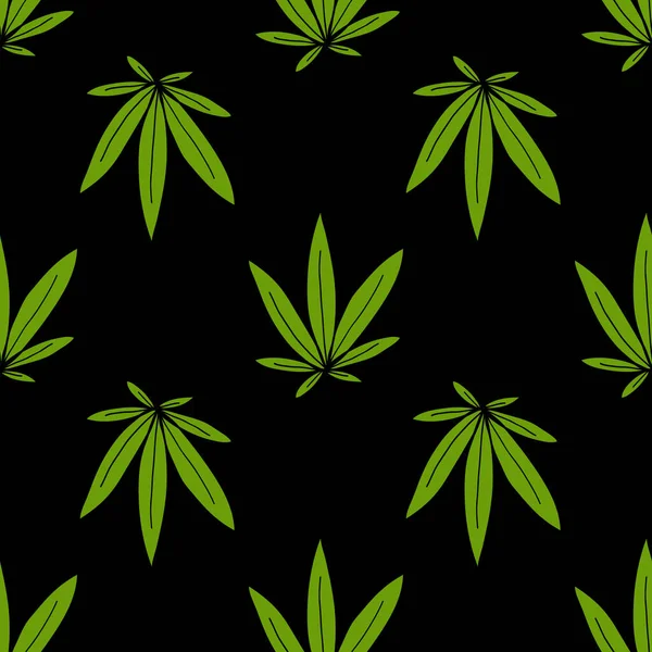 Marihuana-Blatt nahtloses Doodle-Muster, Vektorillustration — Stockvektor