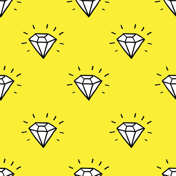 Diamant naadloos doodle patroon, vector illustratie — Stockvector