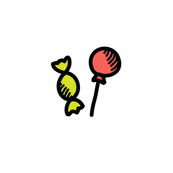 Süßigkeiten-Doodle-Symbol, Vektorillustration — Stockvektor