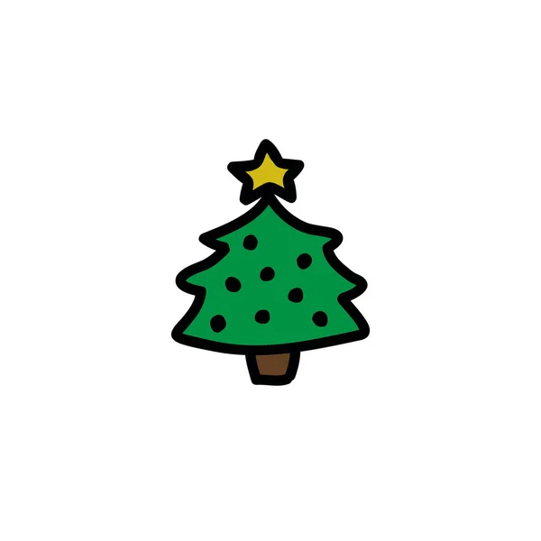 Kerstboom doodle icoon, vector illustratie — Stockvector
