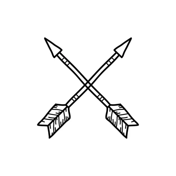 Gekreuzte Pfeile Doodle-Symbol, Vektorillustration — Stockvektor