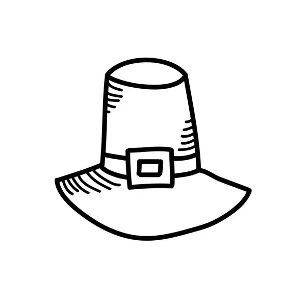 Pilgerhut-Doodle-Ikone, Vektorillustration — Stockvektor