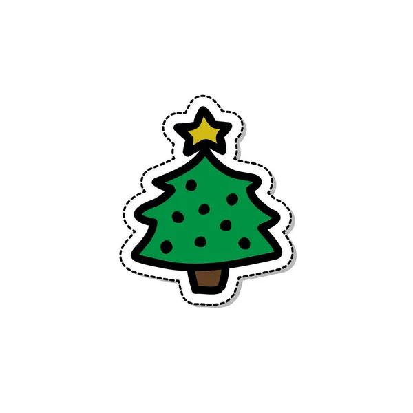 Icona Scarabocchio Albero Natale Illustrazione Colori Vettoriale — Vettoriale Stock