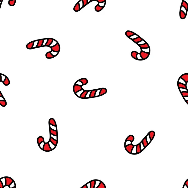Χριστουγεννιάτικα Καραμέλα Χωρίς Ραφή Μοτίβο Doodle Διανυσματική Έγχρωμη Απεικόνιση — Διανυσματικό Αρχείο