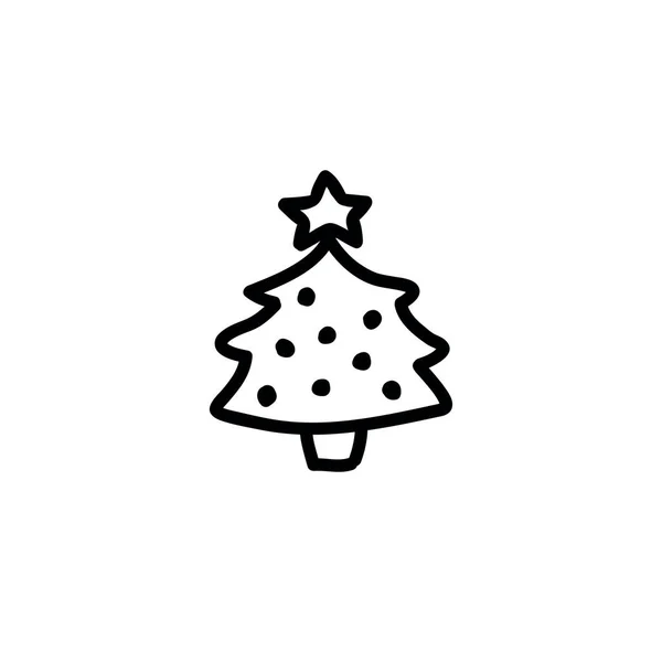 Kerstboom Doodle Icoon Vector Kleur Illustratie — Stockvector