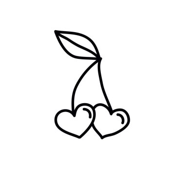 kiraz kalpleri karalama simgesi, vektör illüstrasyonu