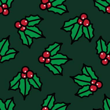 Noel ökseotu kusursuz karalama deseni, vektör illüstrasyonu