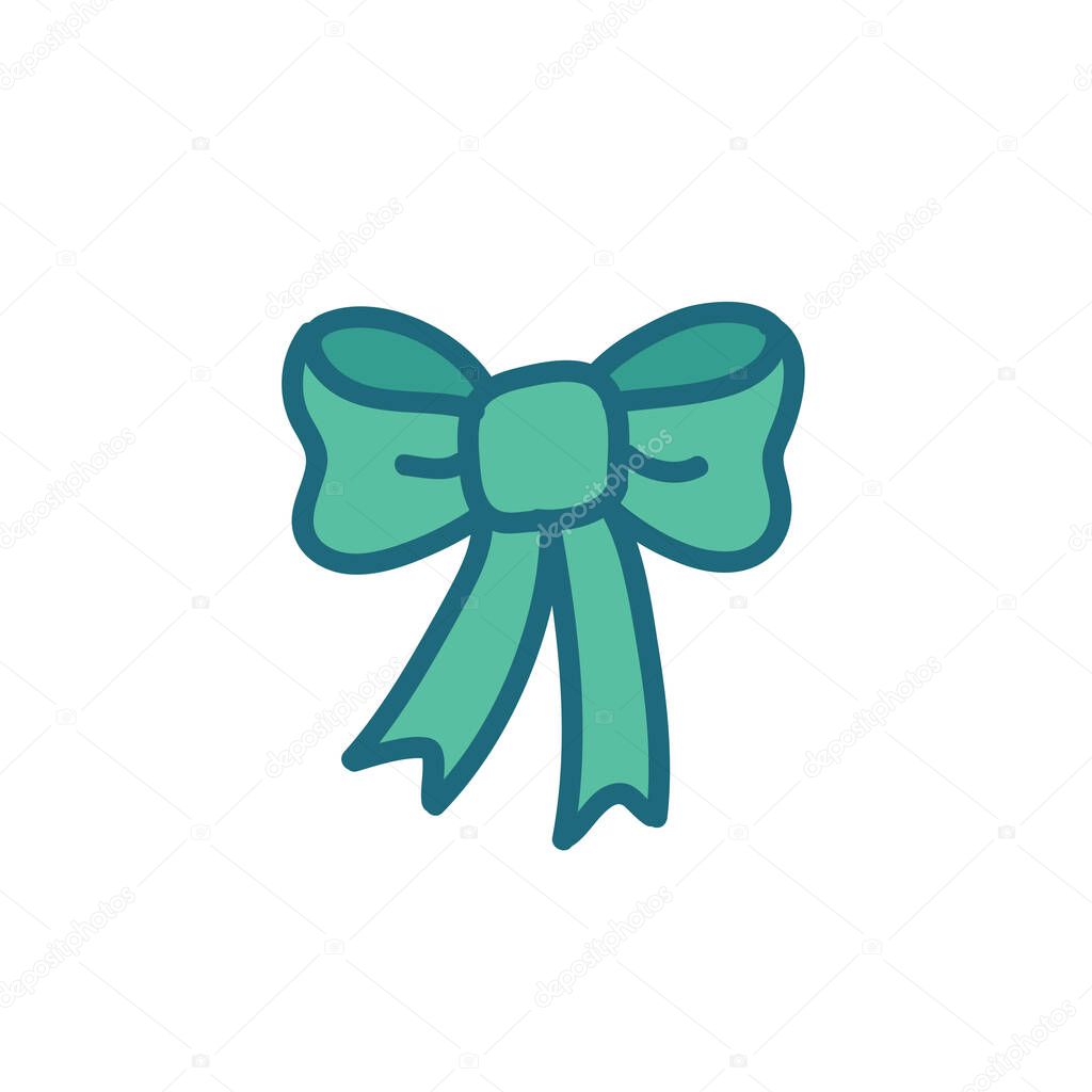 bow doodle icon, vector illustration