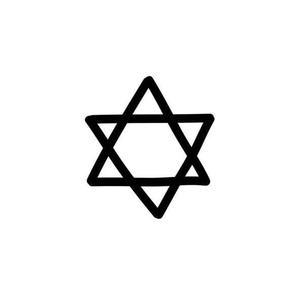 Estrella de David doodle icono, vector de ilustración — Vector de stock