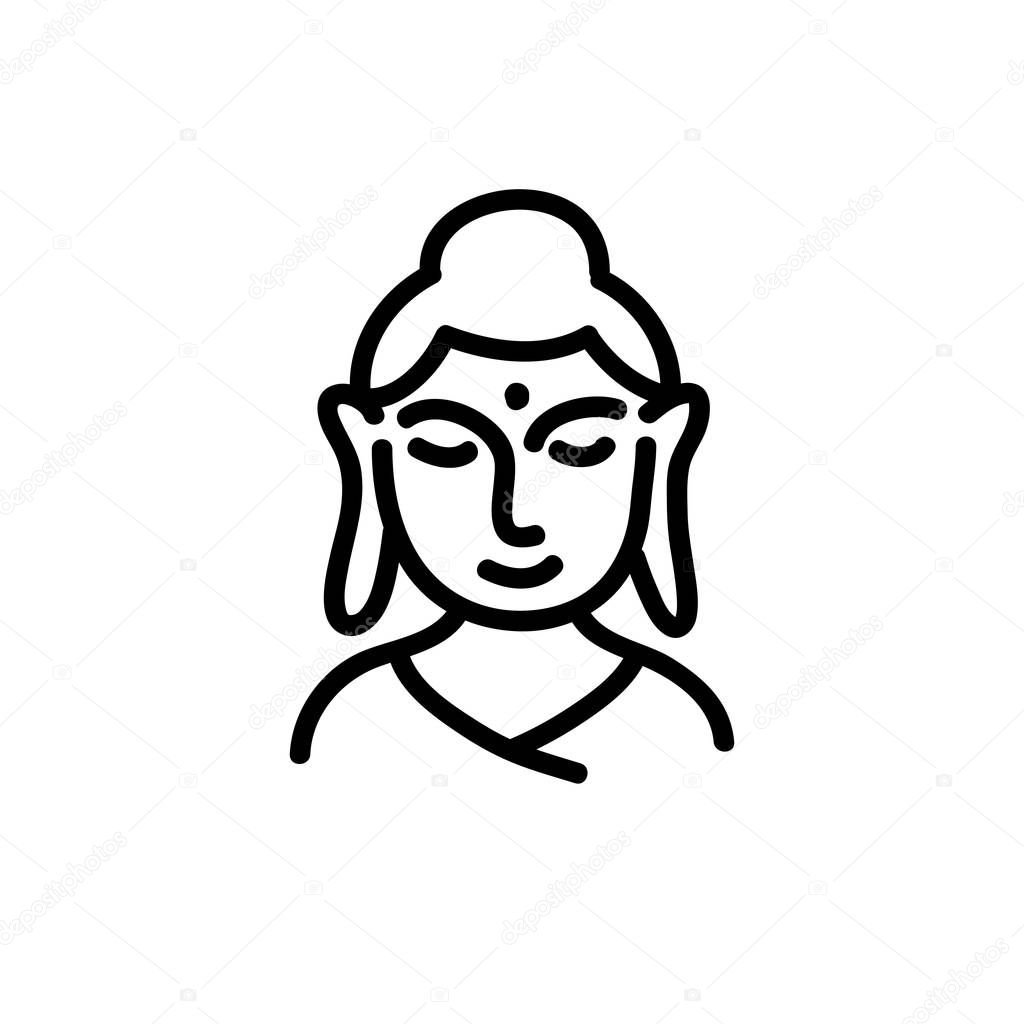 Buddha doodle icon, vector color illustration