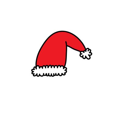 Noel Baba şapka karalama simgesi, vektör illüstrasyonu