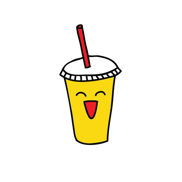 Meeneem cup doodle icoon, vector illustratie — Stockvector