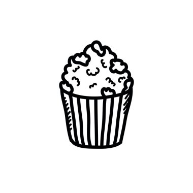 popcorn doodle icon, vector illustration