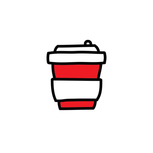 Copo de café doodle ícone, ilustração vetorial — Vetor de Stock