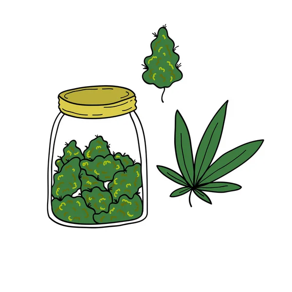 Marihuana doodle simgesi, vektör illüstrasyonu — Stok Vektör