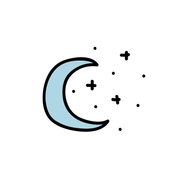 Mond-Doodle-Symbol, Vektorillustration — Stockvektor