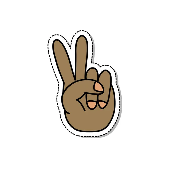 Mão sinal de paz doodle ícone, ilustração vetorial — Vetor de Stock