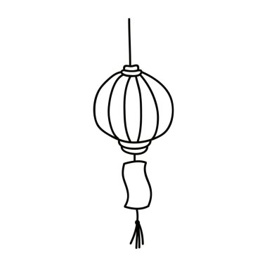 Çin feneri karalama ikonu, vektör illüstrasyonu