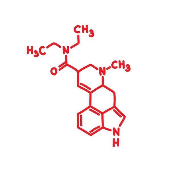 Chemische Formel lsd Doodle-Symbol, Vektorillustration — Stockvektor