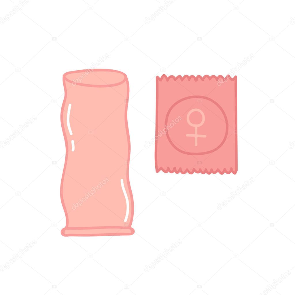 female condom doodle icon, vector illustration