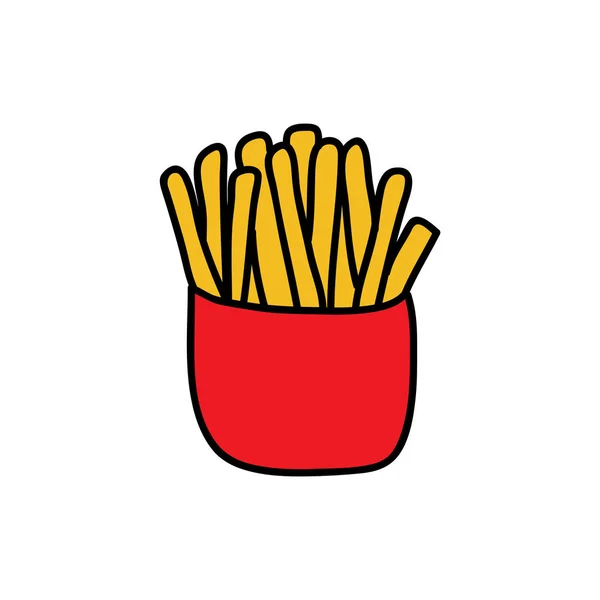 Papas fritas garabato icono, vector de ilustración — Vector de stock