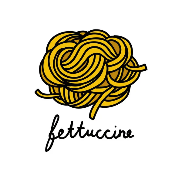 Fettuccine pasta doodle icoon, vector illustratie — Stockvector